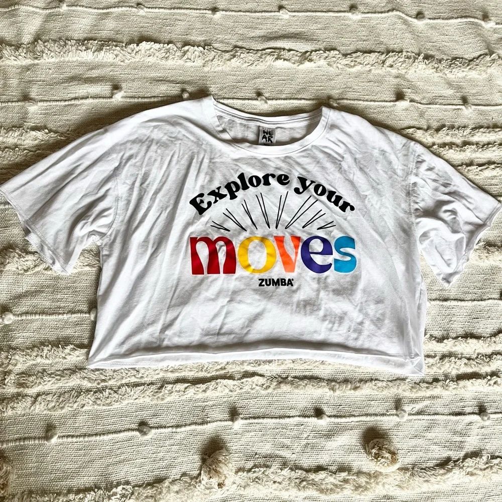 Zumba Fitness Explore Boxy Crop Top With Raw Edges Wear It Out White small - Picture 3 of 8